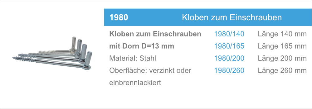 1980 Kloben zum Einschrauben